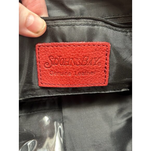 Vintage St Johns Bay Genuine Red Pebble Leather Hobo Shoulder Bag Purse 13 x 9 - Picture 4 of 12